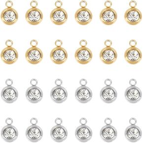 UNICRAFTALE Rhinestone Charm Stainless Steel Link Charms Crystal Charm Glass Connector Charms Diamond Connectors Birthstone Charms Metal Linking Charm for Jewelry Making