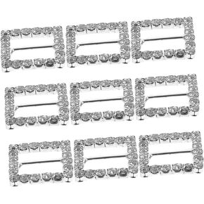 COHEALI Rhinestone Slider Buckles 10pcs Square Slider Square Claw Chain Rhinestone Fancy Ribbon Sliders