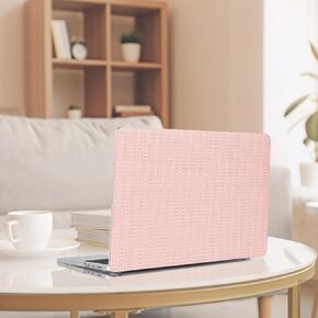 Compatible with MacBook Air 13.6 Inch Case 2022 Release A2681 M2 Touch ID Elegant Leather Plastic Hard Shell Case Transparent 1* Keyboard Cover 1* Screen Protector, Pink Woven Fabric