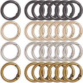 1 صندوق 24pcs 4 ألوان حلقات بوابة الربيع مستديرة خطاف خافق مقطع الذهب الفضة الفضية الدائرة فتحة O حلقة مفاتيح مشبك مشبك لحقيبة المجوهر