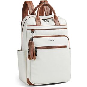 Shrrie Laptop Backpack for Women 15.6 inch Travel Leather Backpack Purse Work Computer Backpacks for Business College Brown