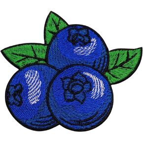 The Blueberry Patch – 2.5 inches, Cool Colorful Blueberry Patches – Embroidered Fruit Iron On Patches for Clothes
