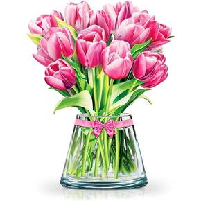 Paper Pop-Up Flower Card, French Blooms, Forever Flowers Bouquet 3D Popup Greeting Cards, Blank Note Envelope, Birthday Gift Cards, Mother's Day, Holiday Decorations