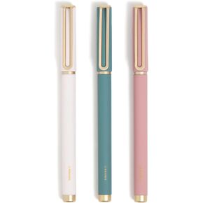 U Brands Catalina Felt Tip Pens, Set of 3, Soft Dye Colors and Soft Touch Finish, Medium (0.7 mm) Point, Black Ink