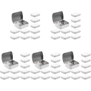 Tofficu 50 Pcs Mini Tin Boxes with Lids for Jewelry Storage, Small Candy Treat Boxes, Portable Metal Containers for Travel, Weddings, Birthdays, White Iron, 2.36 X 1.85 X 0.59 Inches