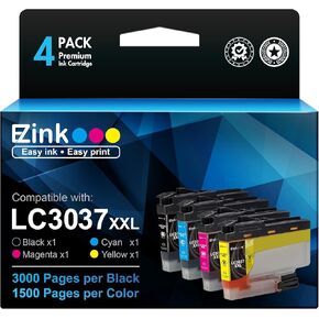 E-Z Ink LC3037 XXL Ink Cartridges Replacement for Brother LC3037 Ink Cartridges LC3037XXL bk/c/m/y High Yield for Brother MFC-J5845DW MFC-J5945DW MFC-J6945DW Printer (4 Pack)