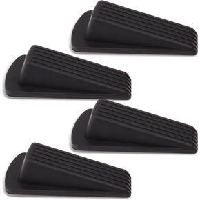 4Pack Rubber Door Stoppers, Premium Door Stopper for Bottom of Door, Door Wedges for Heavy Duty Door, Black