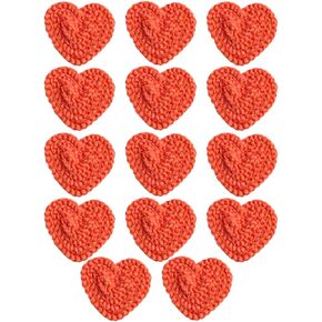 14 Pieces 2.36inch Crochet Heart Applique Knitting Yarn Love Patch with White Felt for Sweater Beanie Warmers Sewing Embellishment Christmas Valentine Ornaments (Red)