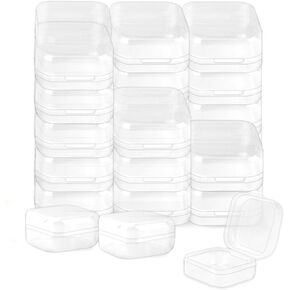 24 Packs Small Plastic Containers with Lids,Bead Storage,Bead Storage Containers,Small Plastic Containers,Sample Containers,Sticker Storage,Mini Storage Containers,Bead Box(1.37*1.37*0.7 In)