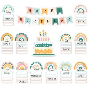 EAMAY Happy Birthday Bulletin Board Sets, Preschool & Kindergarten Classroom Decorations, Back to School Classroom Supplies, Cardstock Colorful Cutouts (Rainbow)