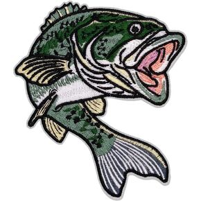 Largemouth Bass Fish Patch – 3.5 inches, Cool Colorful Bass Fish Iron On Patch – Embroidered Iron On/Sew On Fishing Patches for Backpacks
