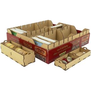 The Broken Token Game Organizer Compatible with Red Dragon Inn Regular Box - Wooden Game Organizing Box with Multiple Trays, Dividers and Rows