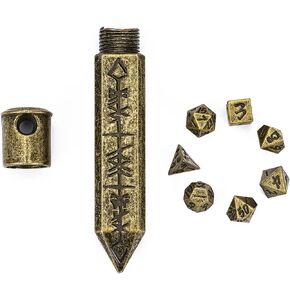 Mini DND Dice Set with Rune Keychain Case,7PCS D&D Polyhedral Metal Dice Set for Dungeons and Dragons TTRPG Games Roleplaying Games Shadowrun Pathfinder MTG(Red Copper)