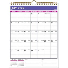 2025-2026 Wall Calendar – 18 Monthly Calendar 2025-2026, 8.5 x 11 In, Jul 2025 - Dec 2026, Small Calendar 2025 Vertical, Ruled Blocks, Thick Paper, Holidays, To-do ＆ Notes, Great for Planning