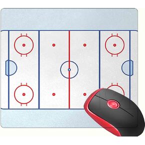 Mouse Pad Square Hockey Field Blue Tones Red, Non-Slip Rubber Base Mousepad Cute Mousemat for Laptop Computer PC Office Home