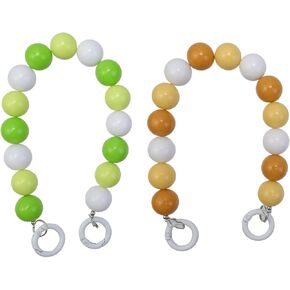 Wealrit 2 Pcs Beaded Bag Chains Handle Short Acrylic Bead Purse Chain Decorative Bag Charms Handbag Chains Accessories(Colorful)