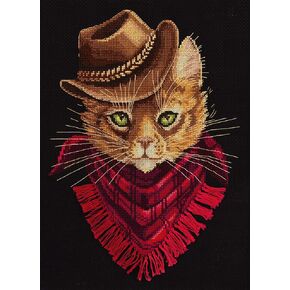 PANNA - Counted Cross Stitch Kit - Tom. Outlaw - J-7173 - 16 Count - Aida Black - 10.24 x 8.27 inch - DIY kit