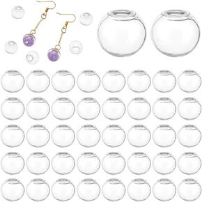 PH PandaHall 200pcs Mini Glass Globes, 12mm UV Planet Crystal Craft Balls for UV Resin Gemstone Dice Pendant Charms Earring Making
