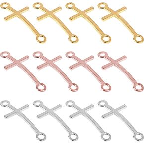 CHGCRAFT 60pcs 3Colors Sideways Cross Alloy Connector Charms Mixed Color Links for DIY Bracelet Necklace Jewelry Craft Making,39x17x2mm