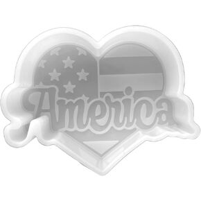 America Flag Heart Freshie Silicone Mold | Size 4.55" Wide x 3.5" Long x 1" Deep | 4th of July America Heart Independence Day Design for Freshie Makers