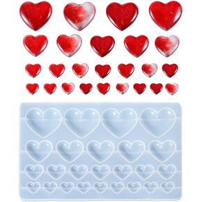 Heart Silicone Mold 25-Cavity Heart Shape Resin Molds 3D Love Heart Shaped Casting Jewelry Epoxy Mold for DIY Pendant Necklace Earring Charms Crafts