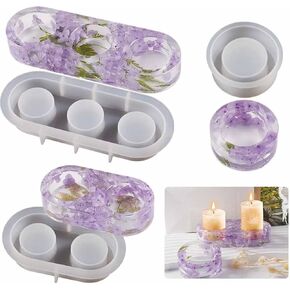 3PCS Tealight Candle Holder Resin Molds Silicone,Tea Light Candle Holder Silicone Molds for Resin, Candlestick Resin Epoxy Molds Silicone for DIY Home Decor