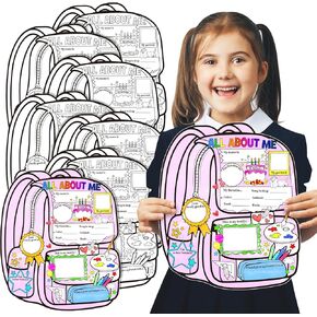 Faccito 40 Piece Schoolbag All About Me ملصقات الطلاب لملء ملصقات طالب الأسبوع اقرأ كل شيء عني عن زخارف الفصول الدراسية لمستلزمات مدرس المدرسة