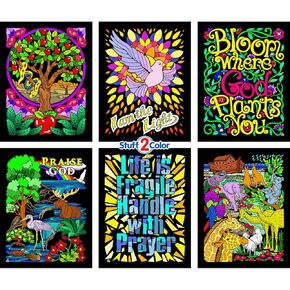 Stuff2Color Christian Coloring 6 Pack of Fuzzy Posters - Prayer Edition - Religious and Motivational Arts and Crafts Project for All Ages
