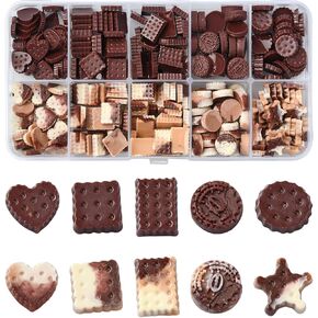 UR URLIFEHALL 290 pcs 10 Styles Luminous Cookie Resin Cabochons Glow in The Dark Biscuit Flatback Charms Heart Star Flat Round Embellishments for DIY Crafts Decorations
