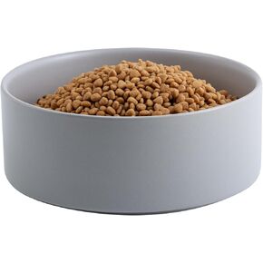 8 in Dog Bowl Ceramic for Medium Large Sized Breed,Retrievers,7.6 Cups Non Slip Heavy Weighted Dog Food Water Dish,Durable Big Pet Bowl Marble Grey