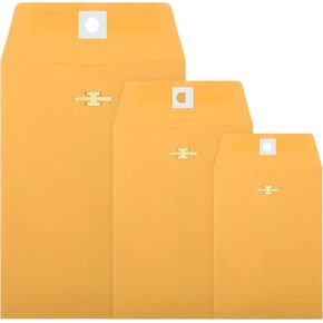 Zonon 100 Pieces 3 Sizes Clasp Envelopes Kraft Paper Catalog Clasp Envelope with Clasp Closure for Filing, Storing, Privacy Ensuring or Mailing Documents (9 x 12 Inch, 6 x 9 Inch, 5 x 7 Inch)