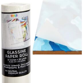 Bright Creations Glassine Paper Roll for Artwork, Transparent Paper Protection for Drawings, Crafts, Documents, Photos, Projects, and Baked Goods, Classroom Supplies (17.5 Inches x 25 Yards)
