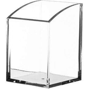 Kantek Clear Acrylic Pen Cup, 2.8" x 2.8" x 4", Non-Skid Feet, Pen and Pencil Holder, Easy to See Contents, Office Organizer, Desk Accessory