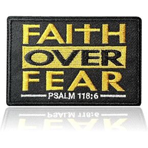Faith Over Fear Patch 3.8 * 2.6" Embroidered Funny Patch Hook and Loop Backing Faith Over Fear Morale Patch for Backpacks, Hats, Bags,Dog Harness, Vests, Patch Wall