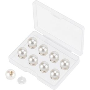 ZENGLU 8 Sets 12mm No-sew Pearl Buttons, Detachable Reusable Pins, Fixed Brooches, DIY Sweater Buttons, Woolen Sweaterspearl Button Set, for Women, Girls (Pearl, 12mm)