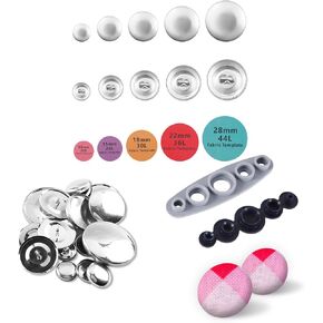 100pcs Self Button Covers, Sewing Cover Button Kit with Tool 5 Sizes DIY Fabric Clothes Buttons Fabric Covered Buttons Maker Kit to Make Your Own Buttons for Craft DIY Lovers