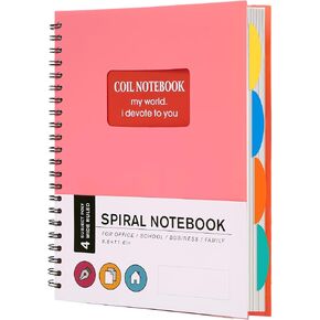 Yoment Spiral Notebook 5 Subject Notebooks with Dividers Tabs 6'' x 8'' Notebooks for Work 240 Pages Lined Journal Multi Subject Notebook for Note Taking, Back to School, Gifts, Orange