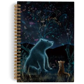 Moody Polar Bear Spiral Notebook, Witchy Bear Fox Journal Notebook, Polar Bear Gifts, Bear stars Woodland Notebooks for School Work, Bear Office Supplies Gifts for Women Men, 5.5x8.3 Inch