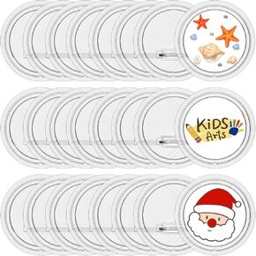 65 Pack Acrylic Buttons Pin Badge, 3 Inches Button Maker Blanks, Clear Pin Buttons for Crafts Supplies and DIY Party Projects