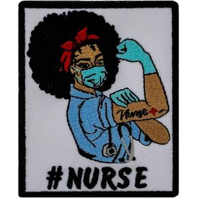 African Rosie The Nurse Embroidered Patch Iron On. Size: 3x3.9 inches.