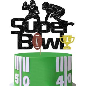 Super Bowl Cake Topper Football Cake Toppers Decorations for Boys Men Glitter Super Bowl Touchdown Touchdown Sequorting Supplies