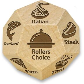 Date Night Dice for Couples – Fun Food Decision Maker Wooden D12 with 12 Meal Options – Valentines, Anniversary, Wedding, Birthday Gifts for Him, Her, Husband, Wife, Boyfriend, Girlfriend