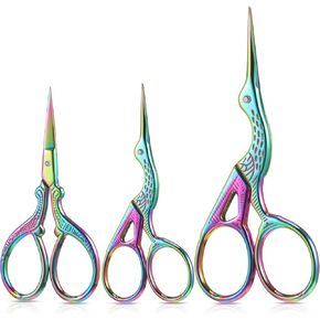 3-Piece Stork Stainless Steel Crane Design Sewing Scissors - Embroidery, Tailor & Dressmaker Shears for Sewing, Craft & Everyday Use