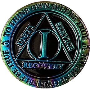 1 سنة AA Medallion Reflex Rainbow Plated Black Chip