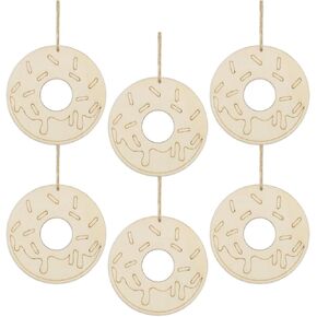 20pcs Doughnuts Shape Unfinished Wood Cutouts DIY Crafts Donuts Wooden Ornaments for Wedding Birthday Baby Shower Party Decoration