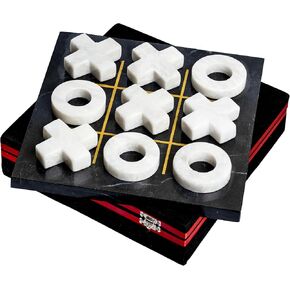 UMAID Onyx Marble Tic Tac Toe Game, 10x10 Premium Handcrafted Marble Board Game with Luxury Velvet Gift Box, Modern Coffee Table and Home Decor, Perfect for Living Room, Office, or a Unique Gift