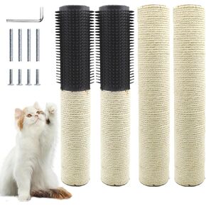 4 Pcs Cat Scratching Post Replacement,15.7"x3.1''Natural Sisal Cat Tree Post Replace Parts for Indoor Cats Tower Repair Scratch Refill Poles with M8 Screws for Kitten Spare Furniture Accessories