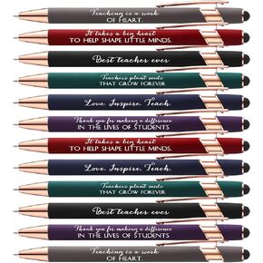 Fumete 30 Pcs Teacher Appreciation Pens with Stylus Tip Ballpoint Pen 2-in-1 Stylus Retractable Ballpoint Pen for School Office Teaching Supplies