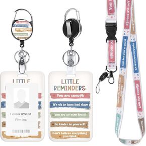 ID Badge Holder with Lanyard, Sunflower Inspirational Quotes Design Lanyards for ID Badges with Black Badge Holder and Retractable Clip, Vertical Name Tag Holder for Teacher Student
