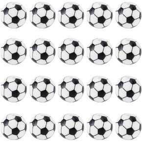 SUNNYCLUE 32Pcs 15mm Soccer Beads Sports Silicone Focal Beads White Black Small Loose Round Ball Beaded Pens Bead for Graduation Party Office Supplies Crafts Keychain Necklace Jewelry Making Beginner